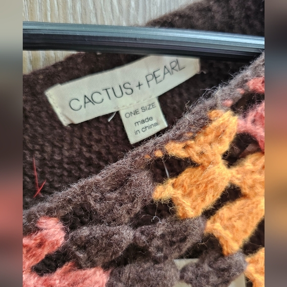 NWT Cactus + Pearl Multicolor Crochet Poncho with Fringe - Picture 2 of 4